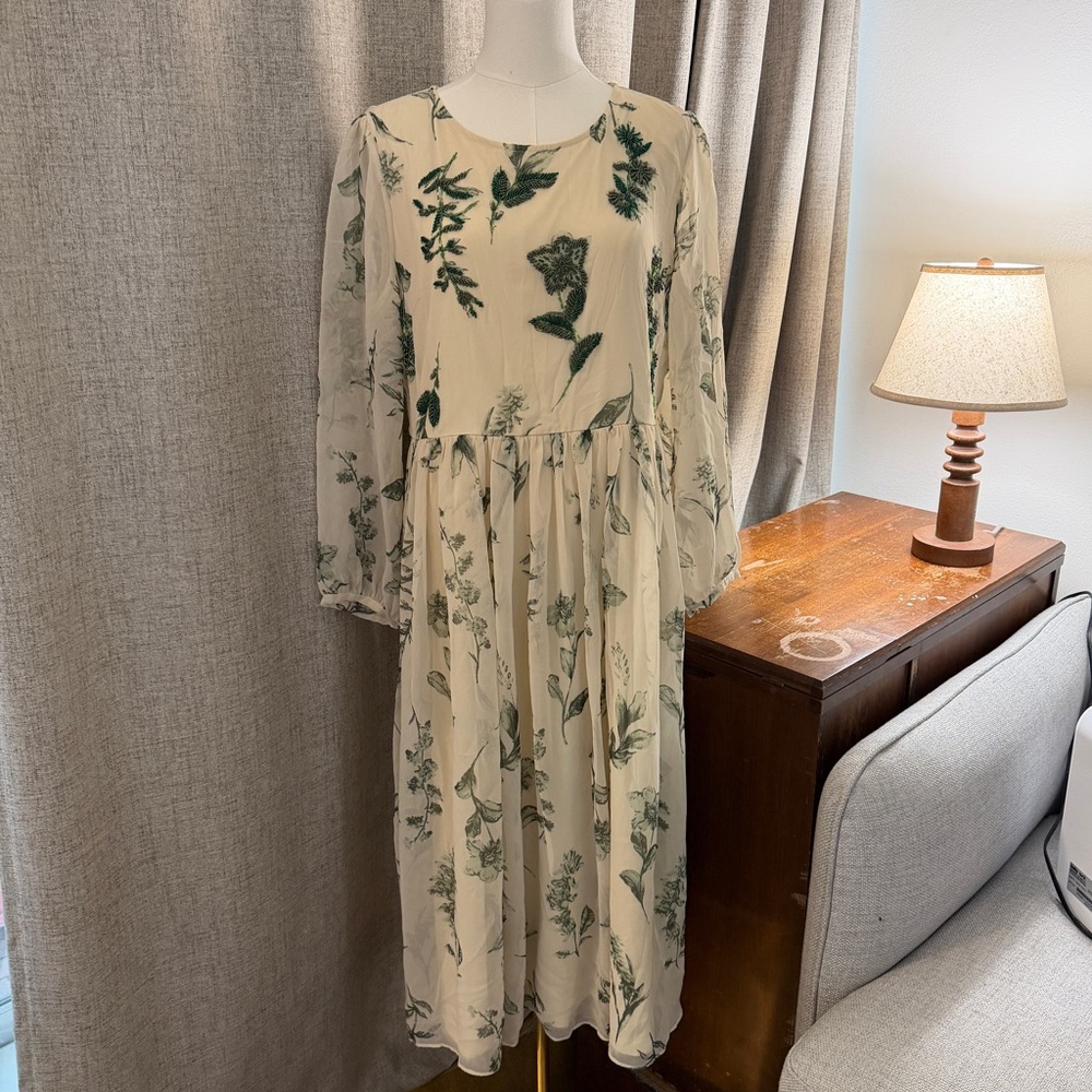 Salt Floral Print Cream Dress